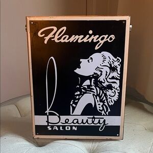 Vintage-Style-Retro Metal Sign “Flamingo Beauty Salon”